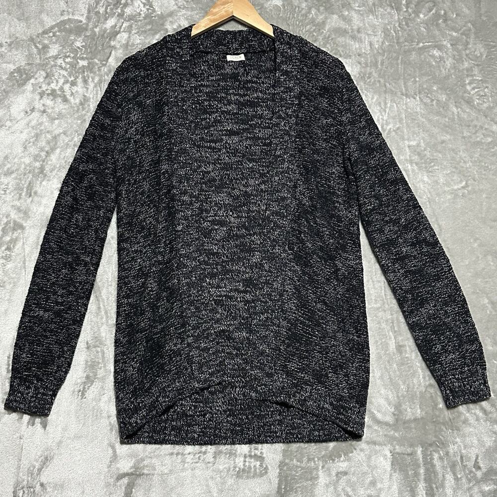 J Crew Open Front Cardigan Sweater Womens  Sz M Black Cabincore Casual Academia